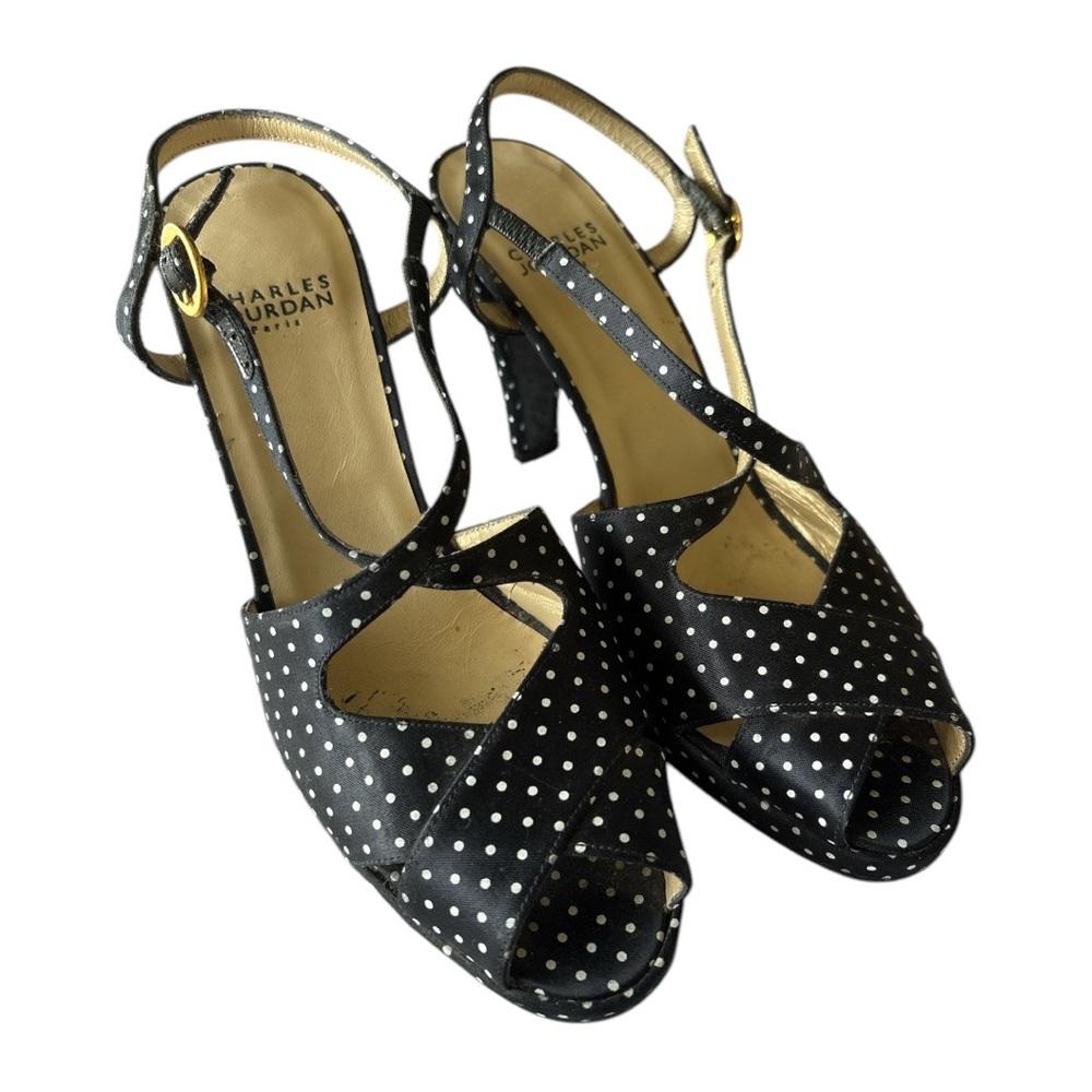 ✨ Charles Jourdan Black Polka Dot Women's Heels ✨
